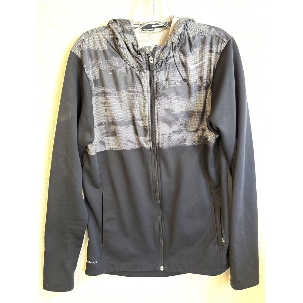 Nike DRI-FIT Mens Flex Jacket Mens M  Full Zip Camo Black Gray Green Hooded
